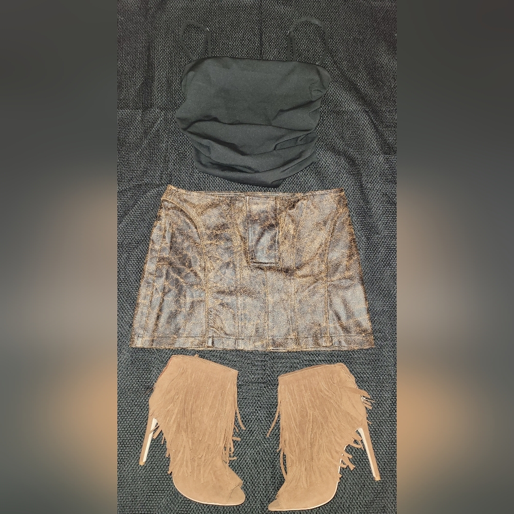 Skirt Mini Faux Leather Bown